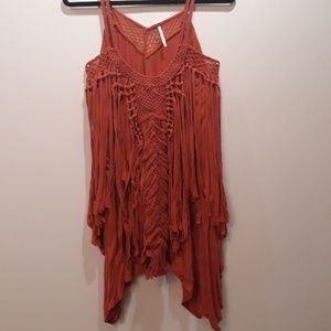 Free People Macrame Fringe Dress XS